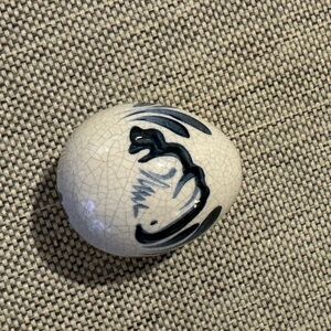 Artistic Ceramic Egg with Black Design